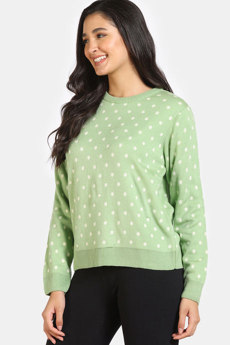 Zivame Retro Peek Jumpers Flat Knit Lifewear Top - Lime Green — image 3